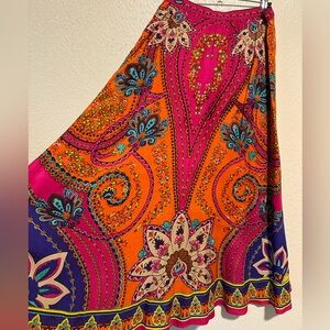 Soft Surroundings Boho Skirt Size Medium Floral Maxi Stretchy Waistband‎